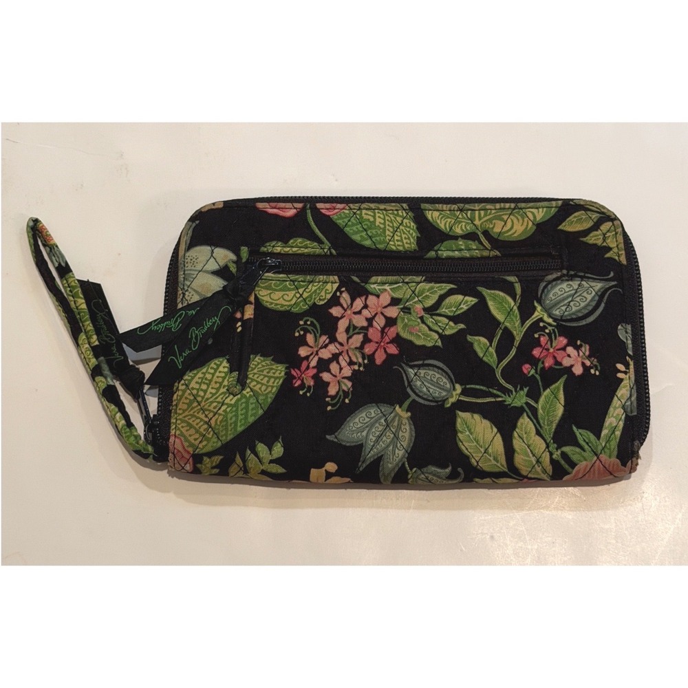 Vera Bradley Night and Day Floral Quilted Cotton Zip Around Wristlet Wallet